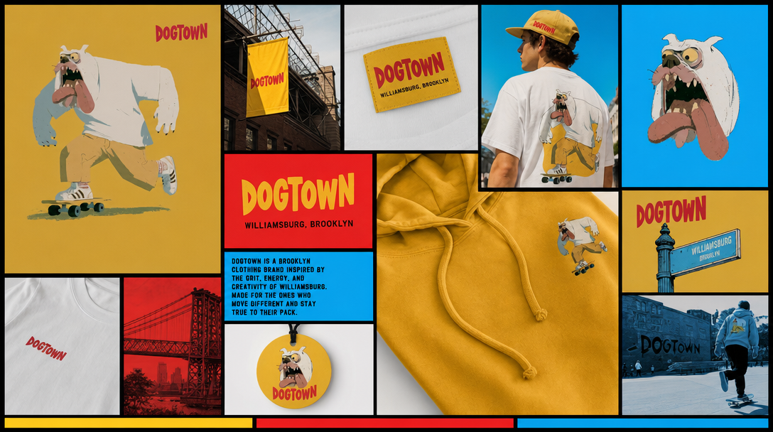 Dogtown Brooklyn streetwear brand moodboard