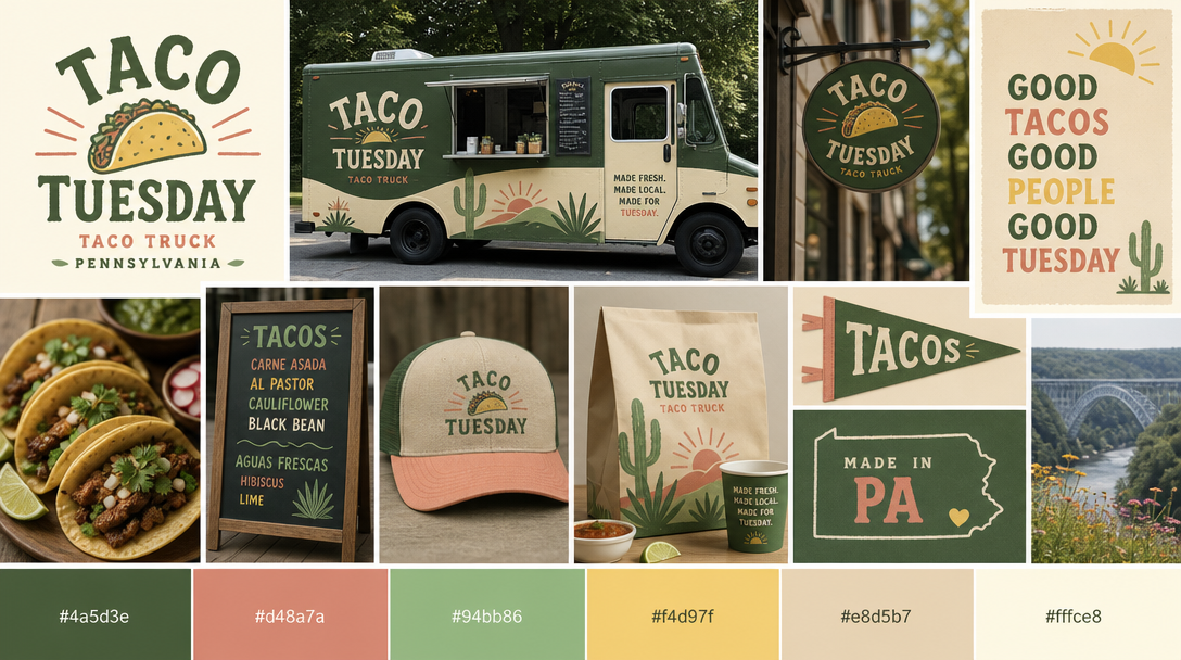 Taco Tuesday retro Americana moodboard — a starting template direction